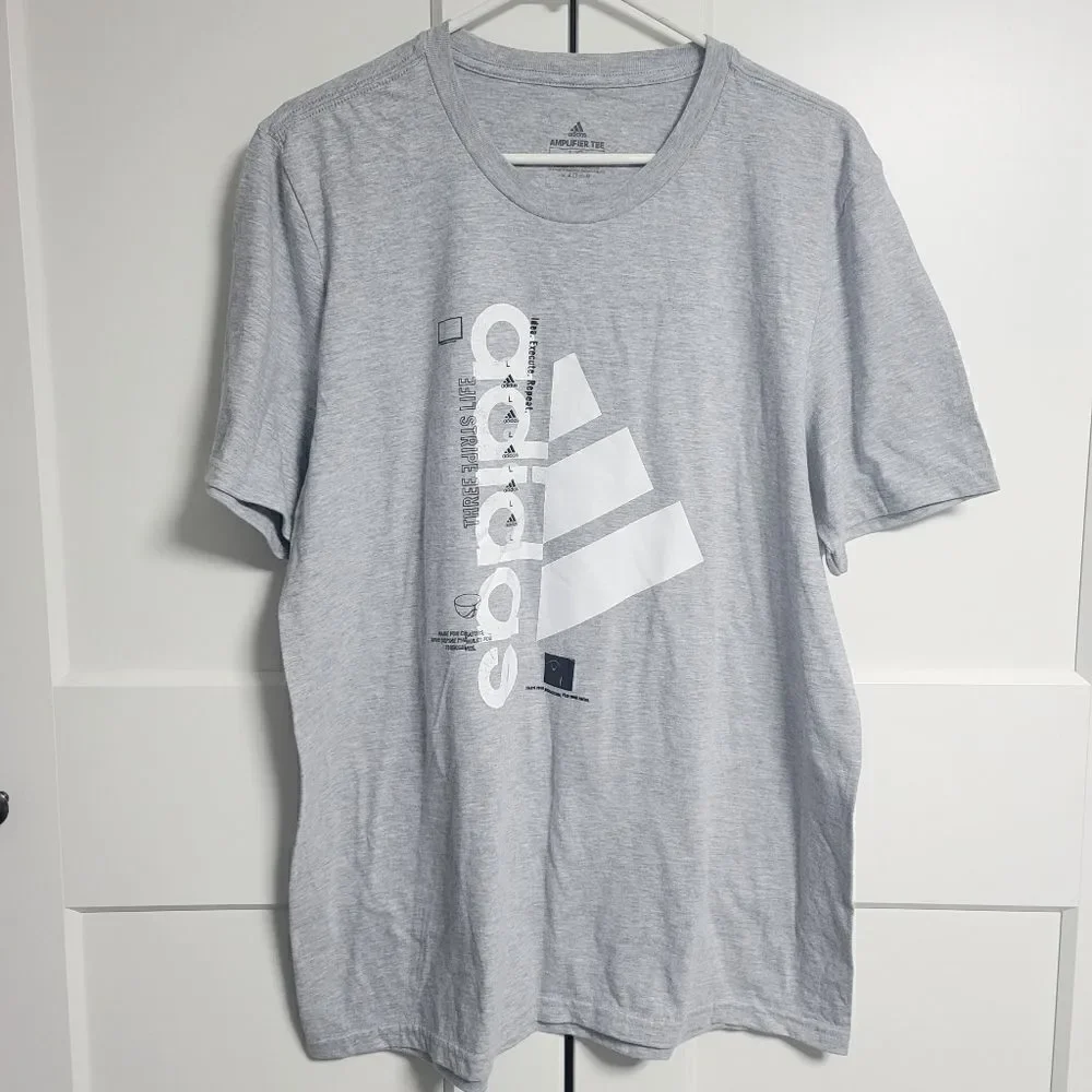 Adidas mid gray heather Amp crewneck tee